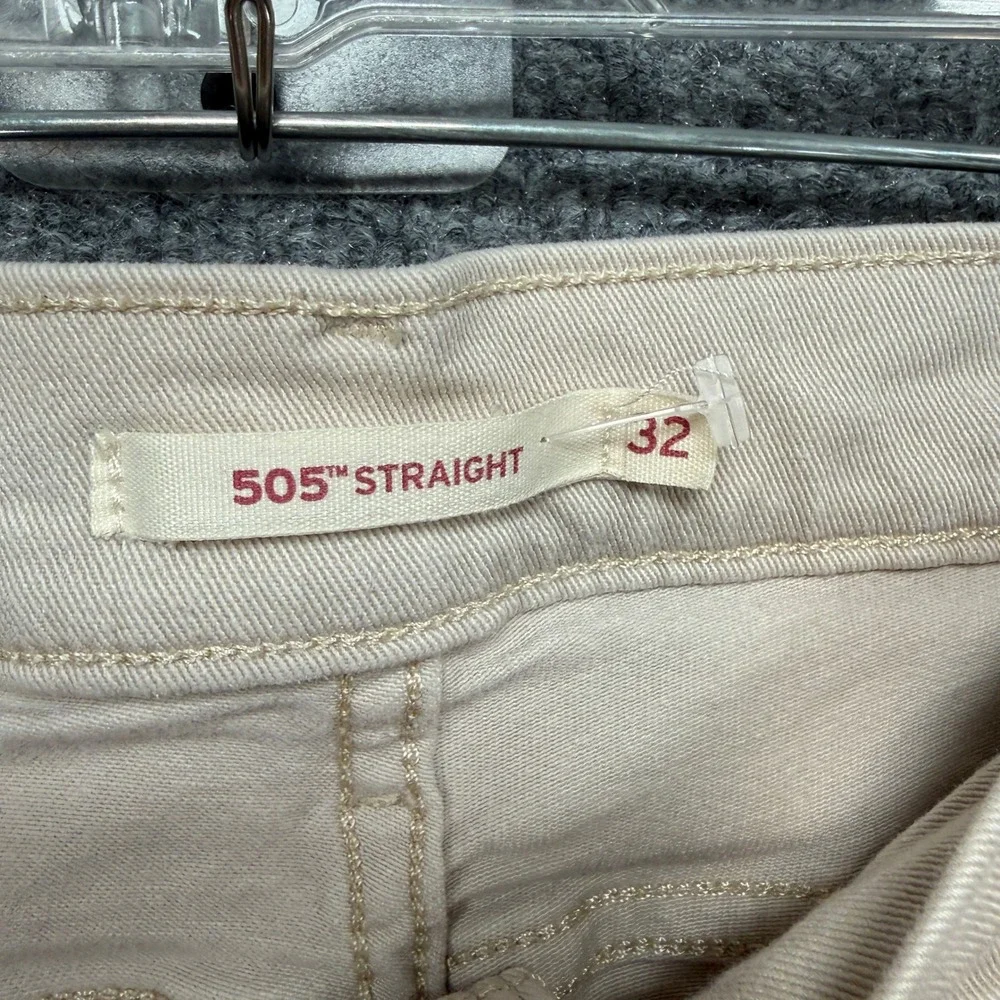Levis 505 Pants Jeans Mens 32x32 Beige Tan Stretch Classic Denim Pants Casual